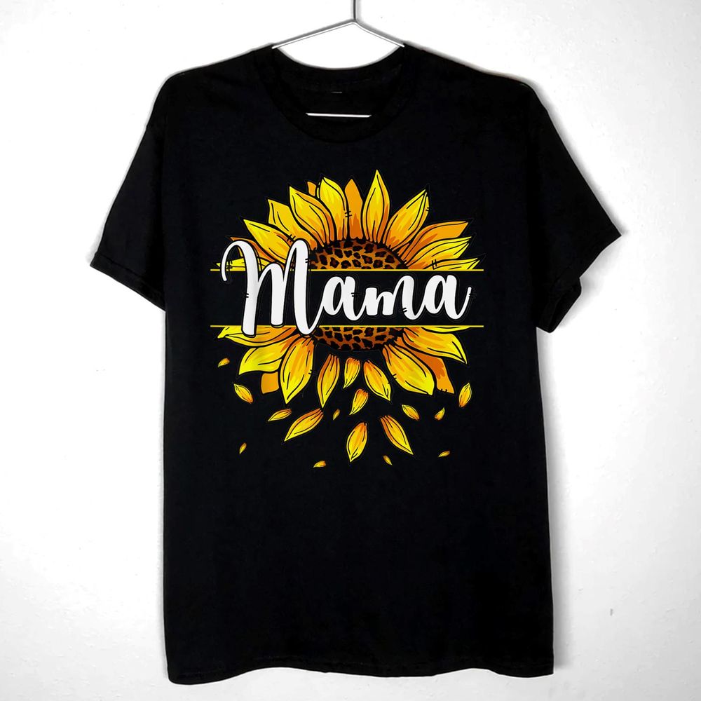 Mama With Yellow Sunflower Floral Graphic Mothers Day Shirt Unisex Standard T-Shirt black s