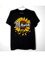 Mama With Yellow Sunflower Floral Graphic Mothers Day Shirt Unisex Standard T-Shirt black s